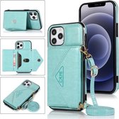 Multifunctionele crossbody-kaarttas TPU + PU-achterklep met houder en kaartsleuf en portemonnee voor iPhone 12 mini (groen)