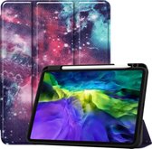 Geschilderde TPU Smart Tablet-holster met slaapfunctie en drievoudige beugel en pensleuf (Galaxy Nebula)