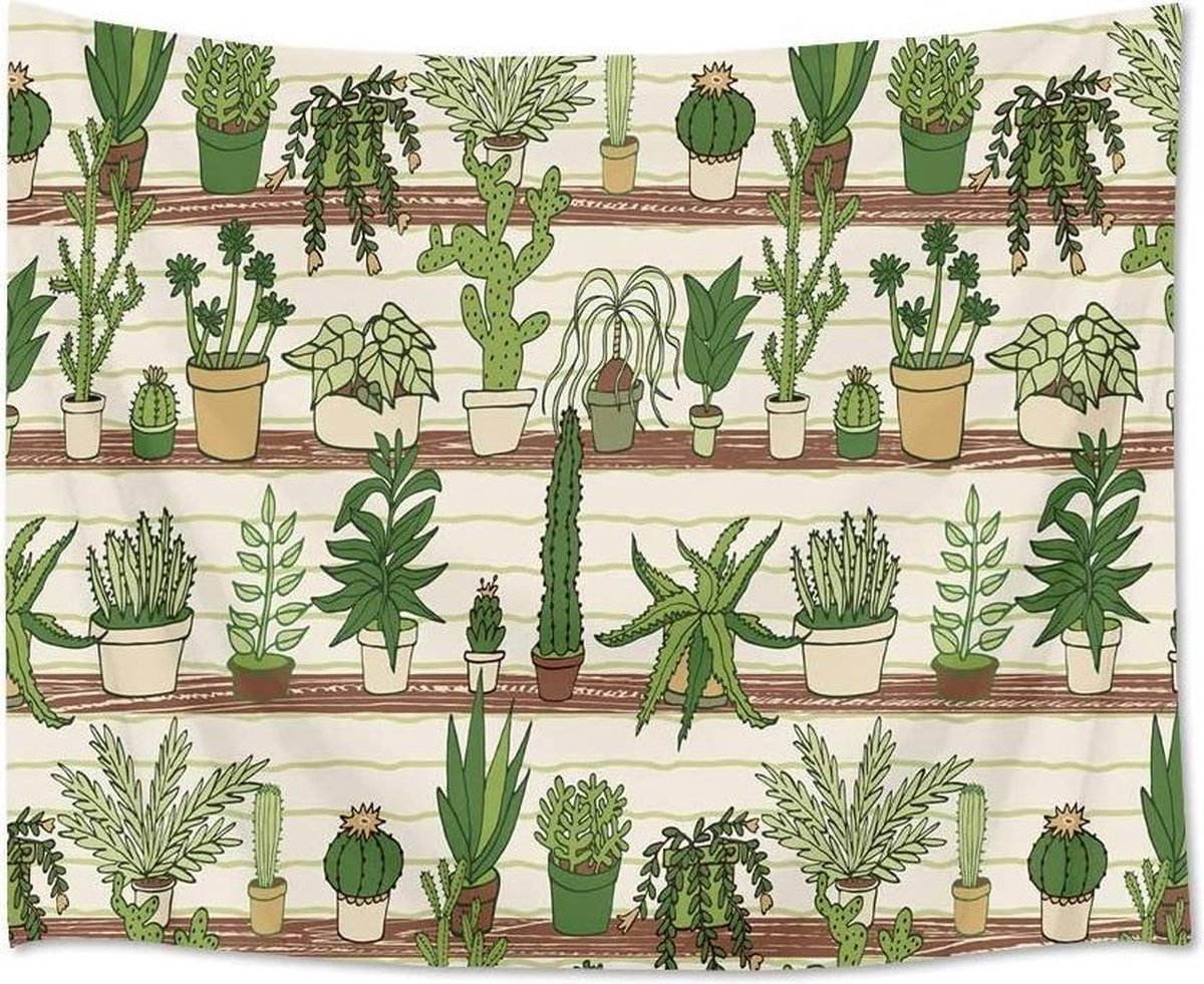 Ulticool - Planten in Plantenpotten Cactus Plant Natuur - Wandkleed Poster - 200x150 cm - Groot wandtapijt - Tuinposter Tapestry - Schilderij Decoratie Tuin Versiering Accessoire voor zowel buiten als Muurdecoratie in woonkamer