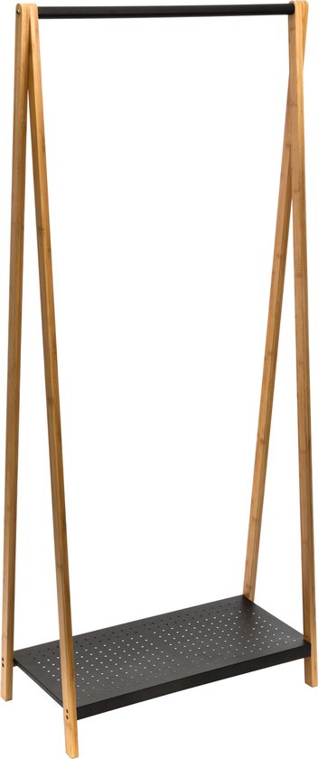 Bamboe Kledingrek / kapstok 71x33,5x161 cm - zwart/bruin