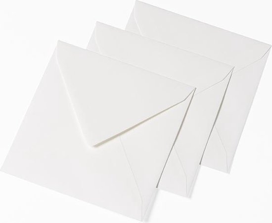 50 Luxe vierkante enveloppen - 15x15cm - Wit - 110grams