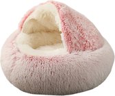Donut Hondenmand - honden en katten slaapbed - 50 cm - Roze - Pluche Semi-Gesloten Hondenmand