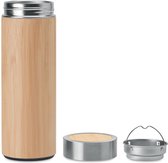 Theefles met filter 400 ml - Thee fles bamboe/bamboo - Theefles met zeef/tea infuser/filter - Theebeker to go voor onderweg - Thee beker onderweg - Tea bottle - Thee to go thermos