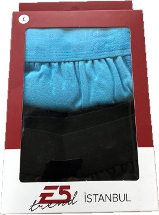 Heren Ondergoed - Boxershort - 2-pack - Maat L - Lichtblauw & Zwart