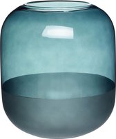 HÜBSCH INTERIOR - Vaas van blauwgroen glas / melkglas - Ø18xh21cm