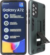 Hoesje met Magnetic Stand Hard Case Geschikt voor de Samsung Galaxy A72 5G - Stand Shockproof Telefoonhoesje - Grip Stand Back Cover - Donker Groen
