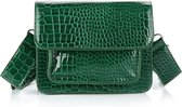 Yoonz - Crossbody Tas - Flap Met Magneetsluiting - Afneembaar En Verstelbaar Hengsel - Glimmende Croco Print - Groen