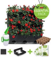 Minigarden® Vertical - verticale tuin - verticaal tuinieren - ESSENTIAL PACK met gieter, ophangingsbeugel en verankeringclips, inclusief 4 kruidenzaden & 12 zaaipotjes - ZWART