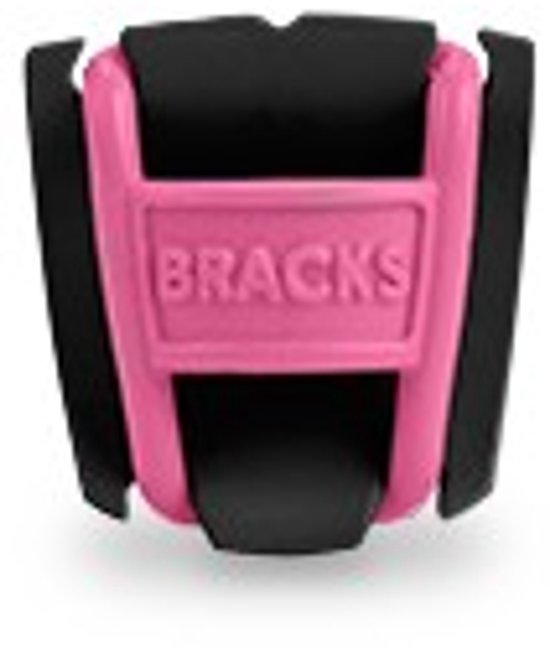 Roze en zwarte Bracks veterclip met het logo 'BRACKS' in reliëf op de roze band.