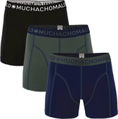 Muchachomalo Basic collection Hommes Boxer - pack de 3 - Bleu foncé / Vert armée / Noir - Taille S