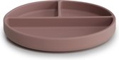Assiette carrée en silicone Mushie - Coloris Cloudy Mauve - Vaisselle pour enfants