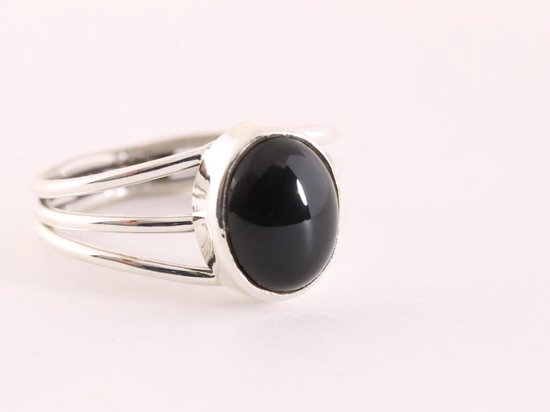 Opengewerkte zilveren ring met onyx - maat 15.5 | bol.com