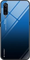 Voor Geschikt voor Xiaomi Mi 9 Gradient Color Glass Case (blauw)