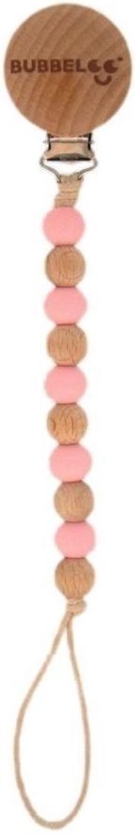 BUBBELOO™ PACIFIER CLIP JAMES(PINK) |SPEENKOORD| WOODCLIP|HOUT|BPAVRIJ|FOPSPEEN|BABY|PEUTER|