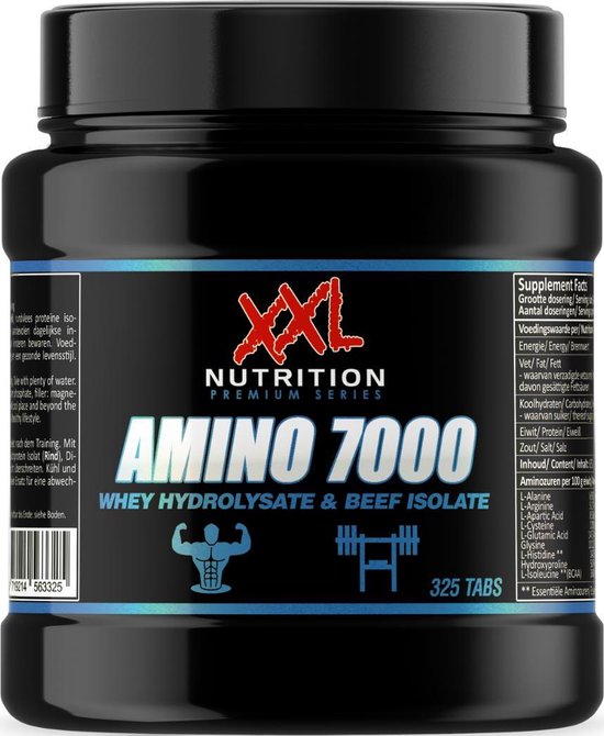 XXL Nutrition - Amino 7000 - Aminozuren uit Whey Hydrolisaat & Beef Protein Isolaat - BCAA - 325 Tabletten