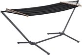 AYD Home hangmat - incl. metalen frame en ophangset - UV bestendig katoen - Zwart