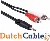 Dutch Cable Jack stereo audio verdeelkabel 3,5 mm male - 2x RCA male 5 m zwart