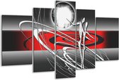 Glasschilderij Modern - Rood, Grijs, Wit - 170x100cm 5Luik - Foto Op Glas - Geen Acrylglas Schilderij - 6000+ Glasschilderijen Collectie - Wanddecoratie