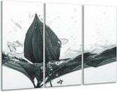 GroepArt - Schilderij -  Bloem - Grijs, Wit - 120x80cm 3Luik - 6000+ Schilderijen 0p Canvas Art Collectie