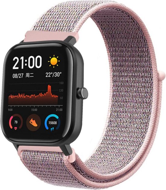 Nylon Smartwatch bandje Geschikt voor Xiaomi Amazfit GTS nylon band pink sand . bol