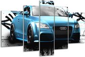 Glasschilderij Audi, Auto - Blauw, Zwart, Grijs - 170x100cm 5Luik - Foto Op Glas - Geen Acrylglas Schilderij - 6000+ Glasschilderijen Collectie - Wanddecoratie