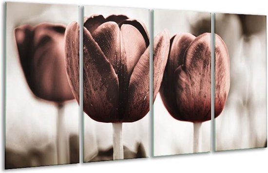 Glasschilderij Tulpen | Bruin, Wit | | Foto print op Glas |  F002796