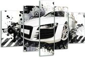 Glasschilderij Audi - Wit, Zwart, Grijs - 170x100cm 5Luik - Foto Op Glas - Geen Acrylglas Schilderij - 6000+ Glasschilderijen Collectie - Wanddecoratie