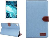 Dibase Denim Texture Horizontal Flip PC + PU lederen tas met houder & kaartsleuven & slaap- / wekfunctie voor Huawei MediaPad M6 8.4 (lichtblauw)
