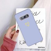 Voor Galaxy S10 Golden Love Heart Pattern Frosted TPU beschermhoes (lichtpaars)