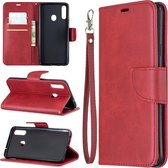 Voor Galaxy A20s retro lamsvacht textuur pure kleur horizontale flip pu lederen case met houder & kaartsleuven & portemonnee & lanyard (rood)