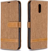 Voor Nokia 2.3 Kleuraanpassing Denim Texture Horizontaal Flip Leather Case met houder & kaartsleuven & Wallet & Lanyard (bruin)
