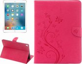 Voor iPad Pro 9.7inch Pressed Flowers Butterfly Pattern Horizontal Flip PU Leather Case met Magnetische Gesp & Holder & Card Slots & Wallet (Magenta)