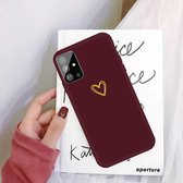 Voor Galaxy S20 + Golden Love Heart Pattern Frosted TPU-beschermhoes (wijnrood)