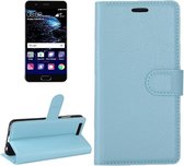 Voor Huawei P10 Litchi Texture Horizontale Flip Leren Case met Magnetische Gesp & Houder & Kaartsleuven & Portemonnee (Blauw)