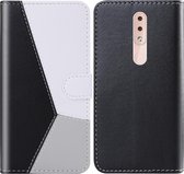 Voor Nokia 4.2 Tricolor stiksels Horizontale Flip TPU + PU lederen tas met houder & kaartsleuven & portemonnee (zwart)