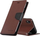MERCURY GOOSPERY FANCY DAARY Horizontaal flip leren hoesje voor iPhone XR, met houder & kaartsleuven & portemonnee (bruin)