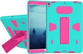 Voor iPad Pro 10,5 inch pc + siliconen schokbestendige beschermhoes met houder (magenta + groen)