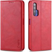 Voor Huawei Honor 20 Pro AZNS Retro Textuur Magnetische Horizontale Flip PU Leren Case met Houder & Kaartsleuven & Fotolijst (Rood)