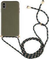 Voor iPhone XS Max TPU anti-fall mobiele telefoonhoes met lanyard (groen)