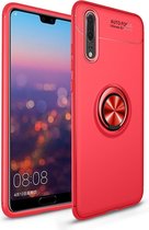 lenuo schokbestendige TPU-hoes voor Xiaomi Redmi Note 6 Pro, met onzichtbare houder (rood)