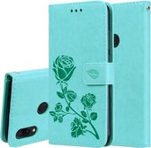 Rose reliÃ«f horizontale flip PU lederen tas voor Geschikt voor Xiaomi Redmi Note 7, met houder en kaartsleuven en portemonnee (groen)