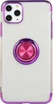 Voor iPhone 11 Pro Max Galvaniseren TPU-beschermhoes met ringhouder (paars)