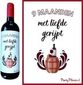 Wijnetiket Geboorte - Wijn Cadeau - Etiket voor wijnfles - Geboortecadeau - 9 maanden met liefde gerijpt
