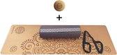 Set Yin Yoga - Lune (GRIS)| Tapis de yoga en liège| Support de yoga| Balle de massage en liège| Sangle de transport| Fabriqué de manière éthique à partir de matériaux naturels