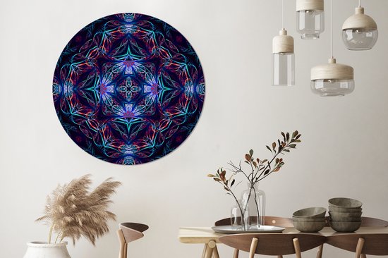 Un motif en mosaïque coloré avec plusieurs couleurs. Cercle mural aluminium ⌀ 140 cm