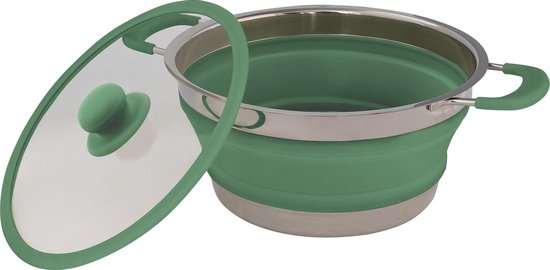 Eurotrail Pan met deksel - Small - opvouwbaar siliconen - Sea Green van Eurotrail — afbeelding 2