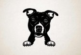 Wanddecoratie - Hond - Engelse Stafford 1 - XS - 28x25cm - Zwart - muurdecoratie - Line Art