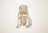 Wanddecoratie - Hond - Shar-Pei 1 - XS - 29x20cm - Eiken - muurdecoratie - Line Art