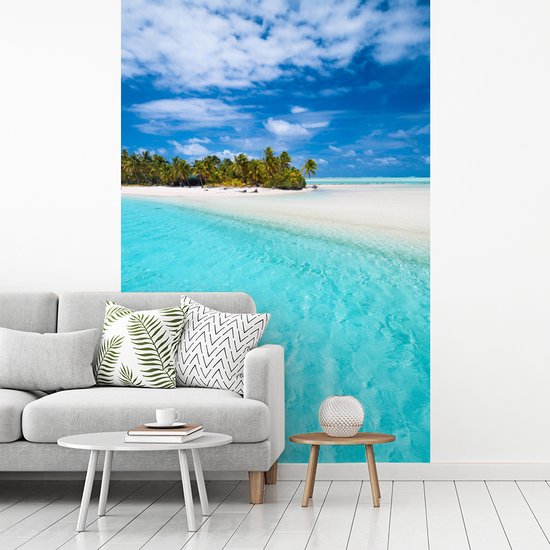 Behang - Fotobehang Het One Foot Island is omringd door turquoise water - Breedte 175 cm x hoogte 260 cm