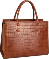 David Jones Grote Handtas  - Cognac -  Croco - A4 maat
